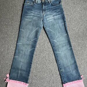 Cute Sharagano Jeans with Pink or Blue Checkered Cuffs Size 5